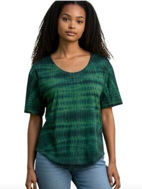 Athleta Organic Daily Tie Dye Short Sleeve Commute Tee Shirt Tuscan Olive Small